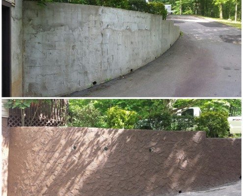 stucco wall-retaining wall-Asheville landscaper