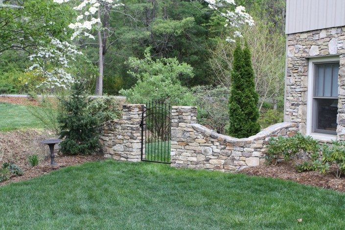 natural stone retaining walls-garden gates-Asheville
